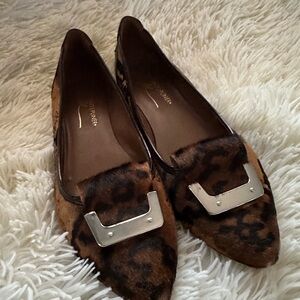 Donald J Pliner Leopard Print Women's Loafers, real cow fur/leather, size 8.5